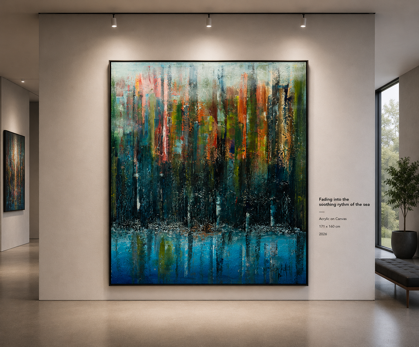 Fading into the Soothing Rhythm of the Sea — Acrylic on Canvas by Nestor Ndzi Talla